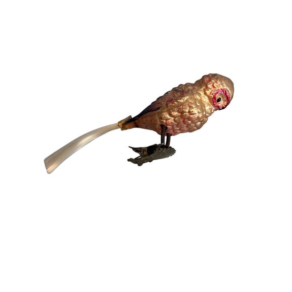 Germany Other - Antique German Blown Glass Owl Clip-On Ornament C1930 With Reinforced Tail Rare